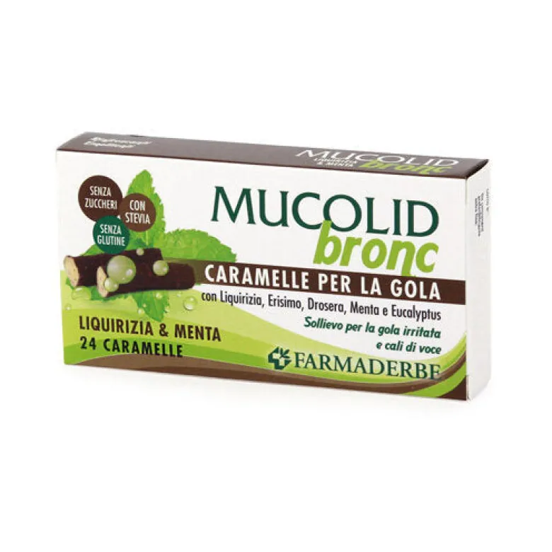 Farmaderbe Caramelle Mucolid Bronc liquirizia e menta 24 pezzi