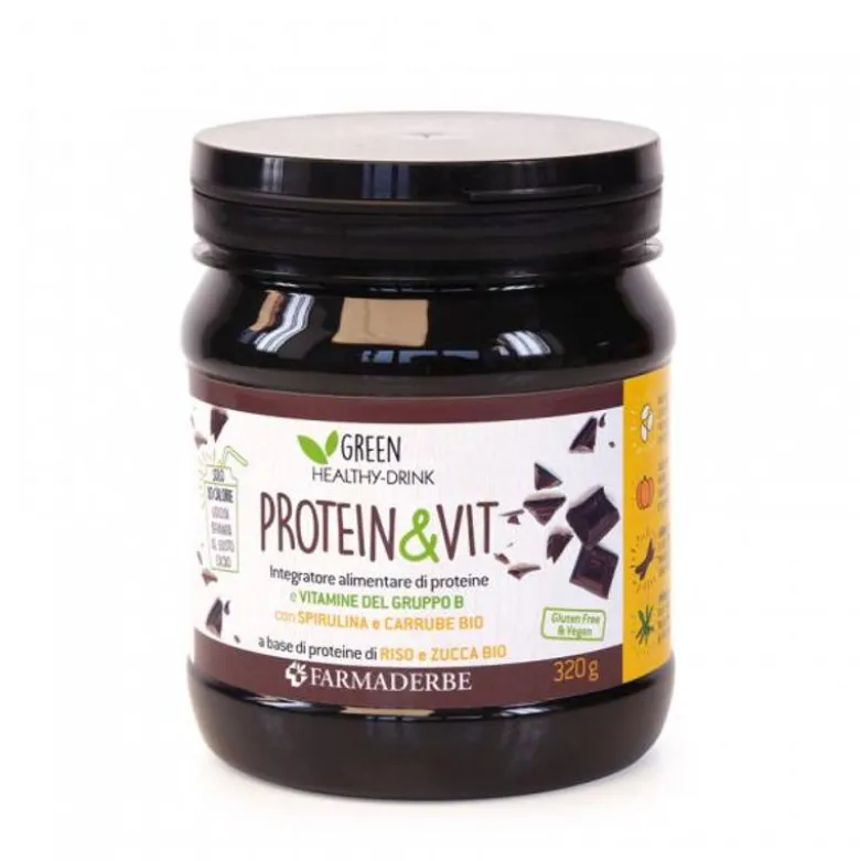 Farmaderbe Protein&Vit a base di proteine di origine vegetale gusto cacao 320g