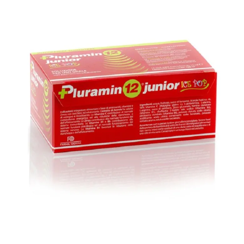 Farma-Derma Pluramin 12 Junior ice pop riduce stanchezza e affaticamento per bambini 14 stick