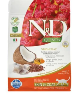 Farmina Natural & Delicious All Breed Quinoa Skin & Coat Aringa Grain Free Cibo Secco Per Gatti 300g