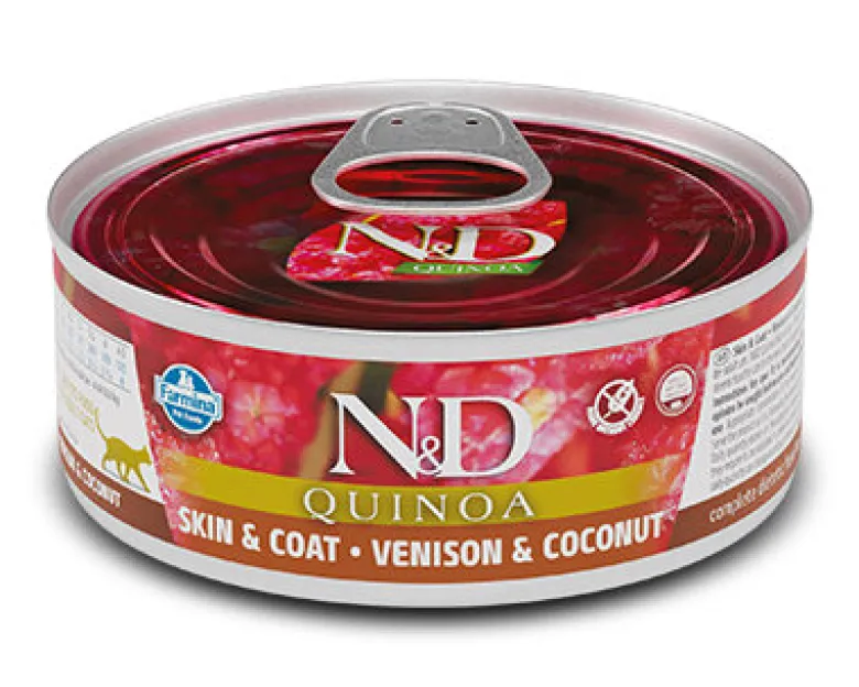 Farmina Natural & Delicious Quinoa Skin & Coat Cervo E Cocco Per Gatti Adulti 80g