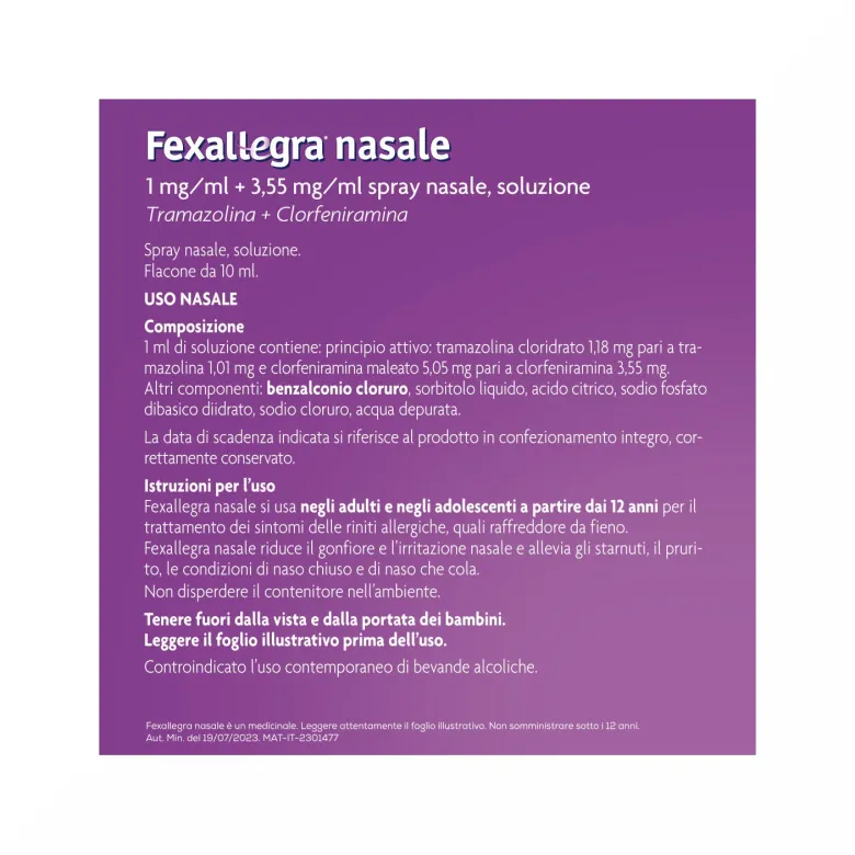 Fexallegra Nasale Antistaminico Decongestionante per Sintomi Allergia 10ml