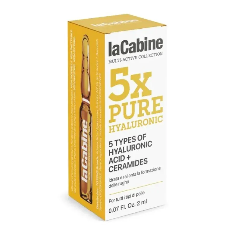 Fiala altamente concentrate con 5 tipi di acido ialuronico che idratano in profondità la pelle e riempiono le rughe