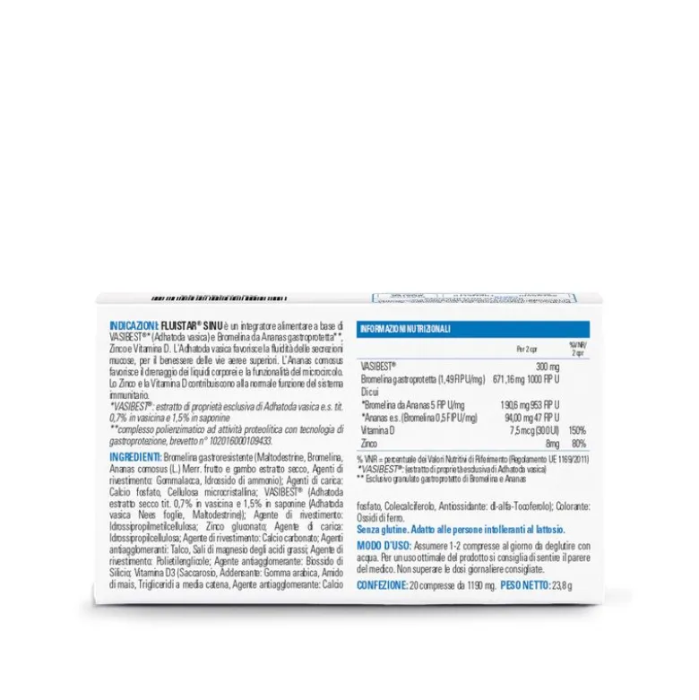 Fluistar Sinu per la fluidità e drenaggio delle secrezioni mucose 20 compresse