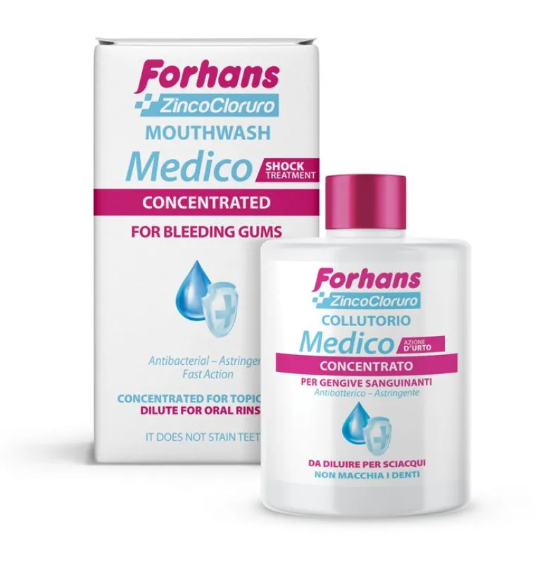 Forhans Medico collutorio concentrato flacone da 75 ml.