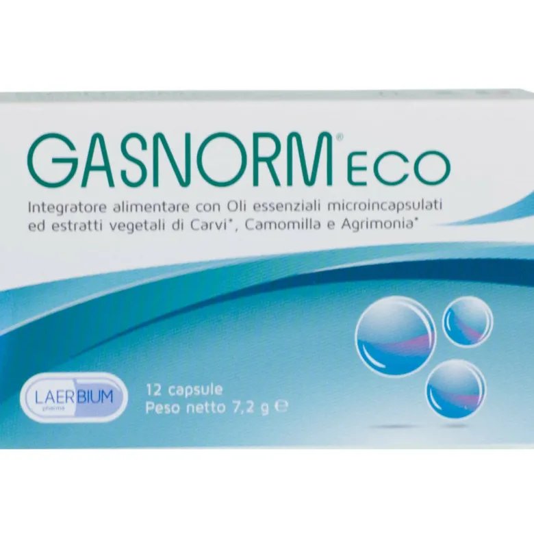 Gasnorm Eco per la regolare motilità gastrointestinale ed all'eliminazione dei gas 12 capsule