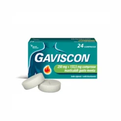 Gaviscon 250 mg + 133,5 mg, Indicato per Bruciore di Stomaco Occasionale 24 Compresse Menta