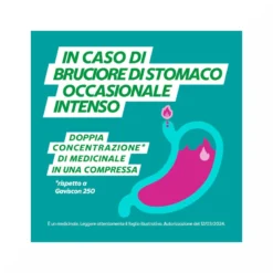 Gaviscon 500 mg + 267 mg Indicato per Bruciore di Stomaco Occasionale 24 Compresse Menta