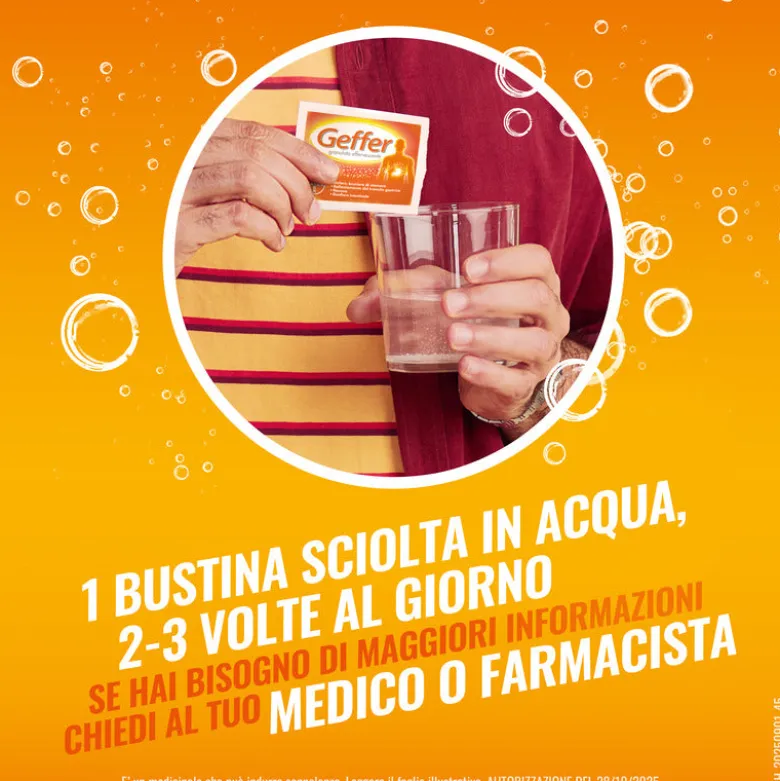 Geffer Granulato Effervescente Antiacido contro Bruciore di Stomaco Nausea e Gonfiore 24 Bustine