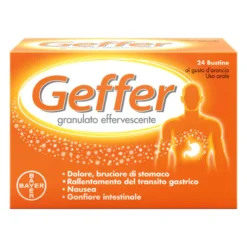 Geffer Granulato Effervescente Antiacido contro Bruciore di Stomaco Nausea e Gonfiore 24 Bustine