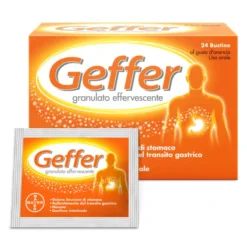 Geffer Granulato Effervescente Antiacido contro Bruciore di Stomaco Nausea e Gonfiore 24 Bustine