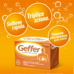 Geffer Granulato Effervescente Antiacido contro Bruciore di Stomaco Nausea e Gonfiore 24 Bustine