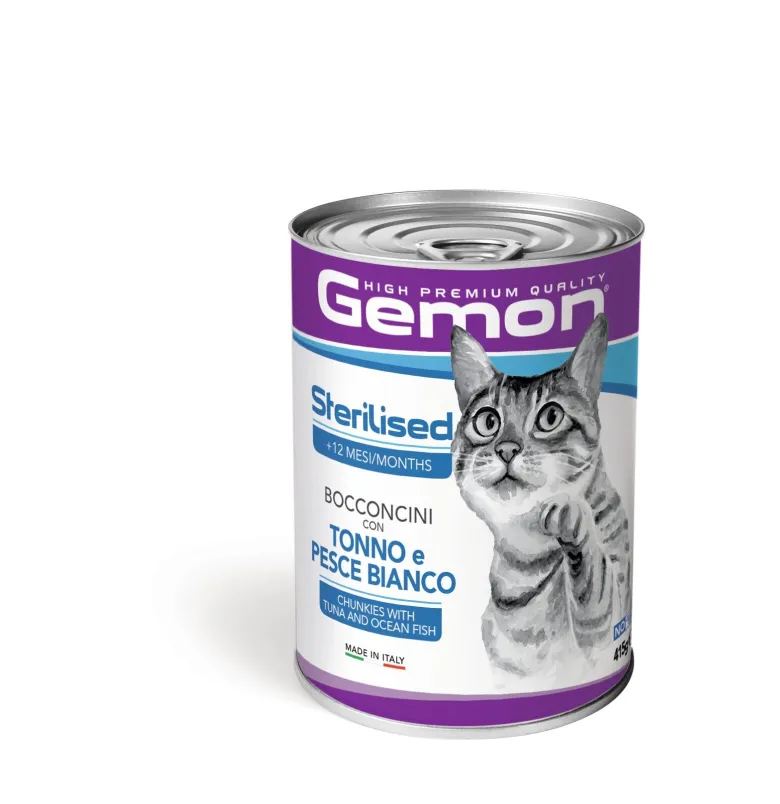 Gemon Bocconcini Tonno E Pesce Bianco Cibo Umido Gatti Adulti Barattolo 400 g