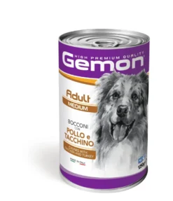 Gemon Bocconi Pollo E Tacchino Cibo Umido Cani Adulti Taglia Media Barattolo 1,25 Kg