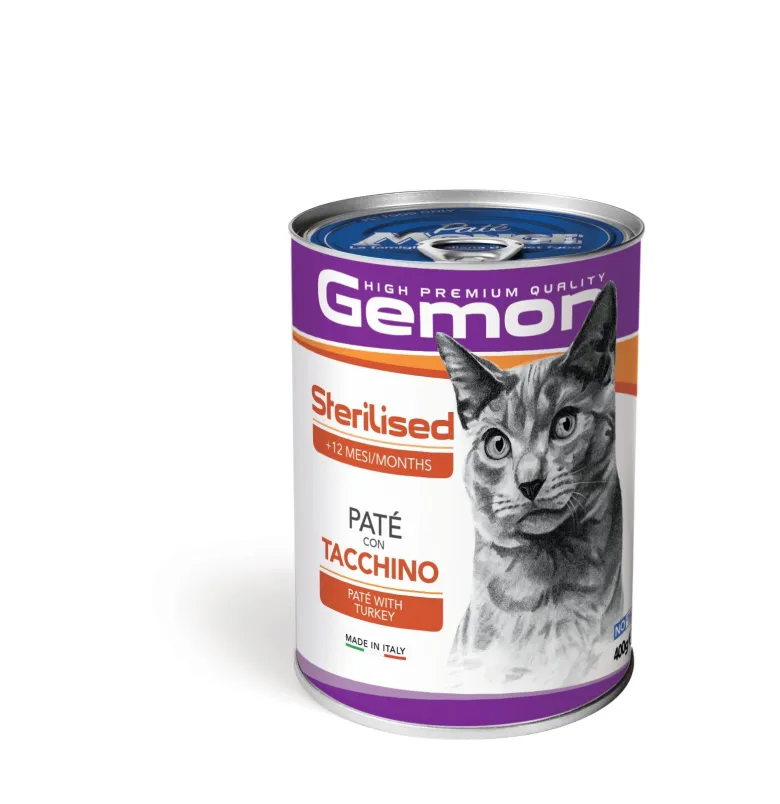 Gemon Paté Con Tacchino Cibo Umido Gatti Sterilizzati Barattolo 400 g