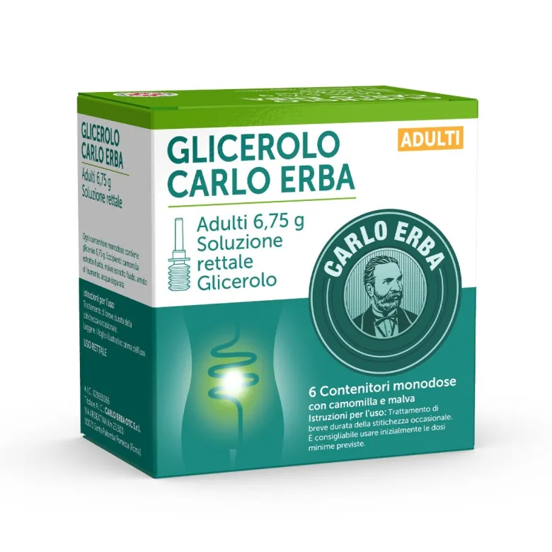 Glicerolo Carlo Erba Adulti 6,75g soluzione rettale 6 contenitori monodose con camomilla e malva