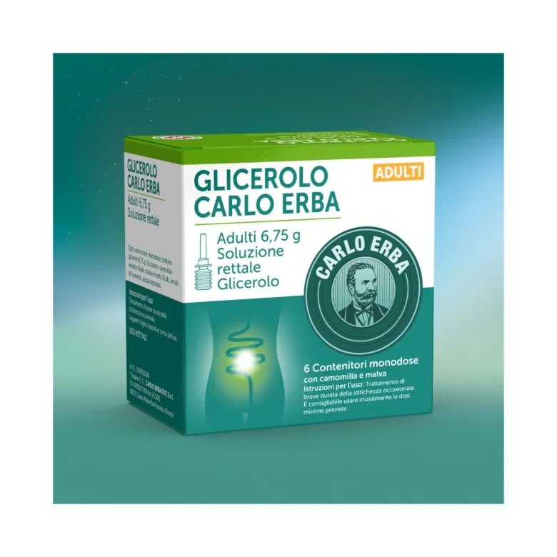 Glicerolo Carlo Erba Adulti 6,75g soluzione rettale 6 contenitori monodose con camomilla e malva