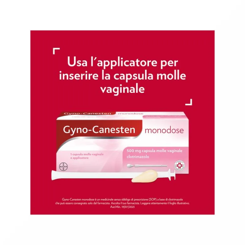Gyno-Canesten Monodose Trattamento Sintomi Candida contro Prurito, Bruciore Intimo e Perdite, 1 cps