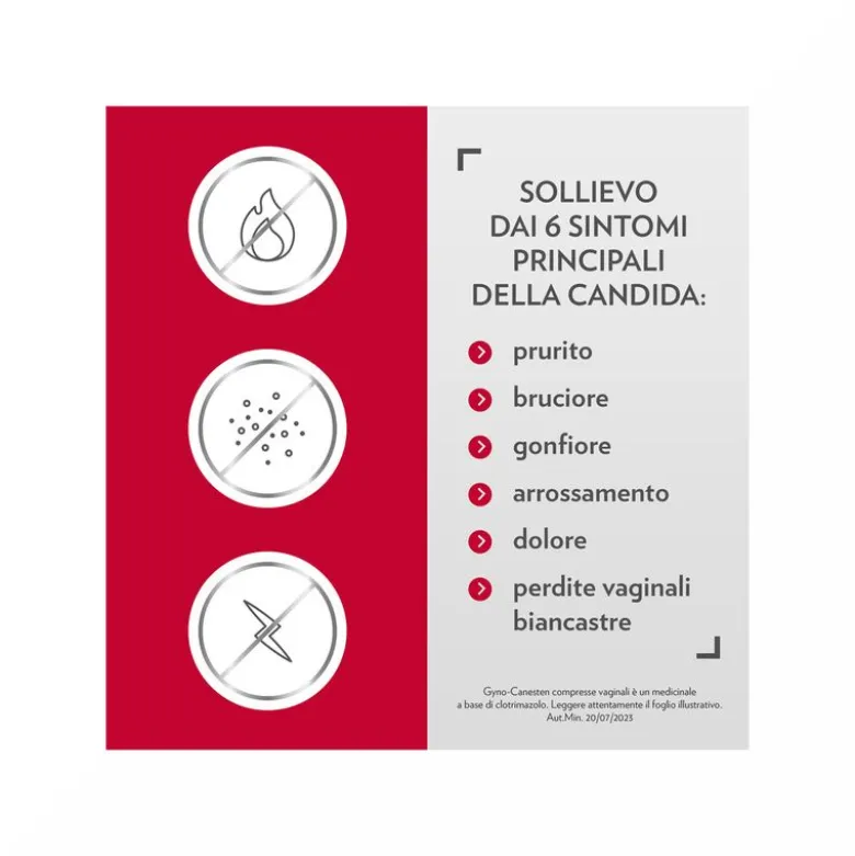 Gyno-Canesten Trattamento Sintomi Candida contro Prurito, Bruciore Intimo e Perdite, 12 Cpr Vaginali