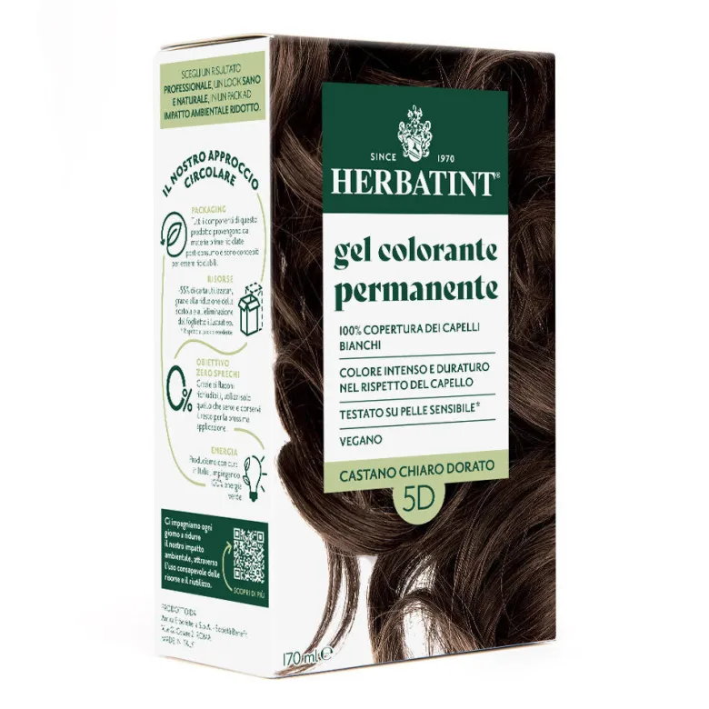Herbatint Gel Colorante Permanente 5D Castano Chiaro Dorato 170ml