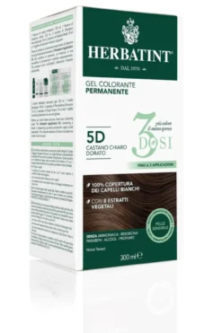 Herbatint Tinta per Capelli Gel Colorante Permanente 3Dosi 5D Castano Chiaro Dorato 300ml
