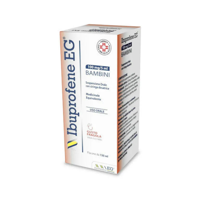 Ibuprofene EG 100mg/5ml Bambini uso orale gusto fragola 150ml