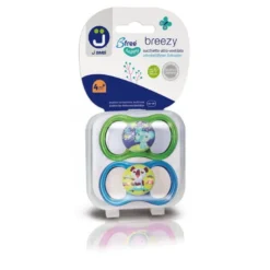 J Bimbi Breezy Happy Succhietto Silicone Verde/Turchese 2 Pezzi 4 Mesi+
