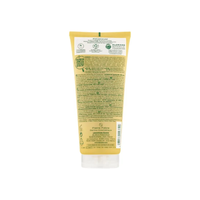 Klorane Crema doccia nutritiva al burro di Cupuacu BIO Profumazione FIORI DI FRANGIPANE 200ml