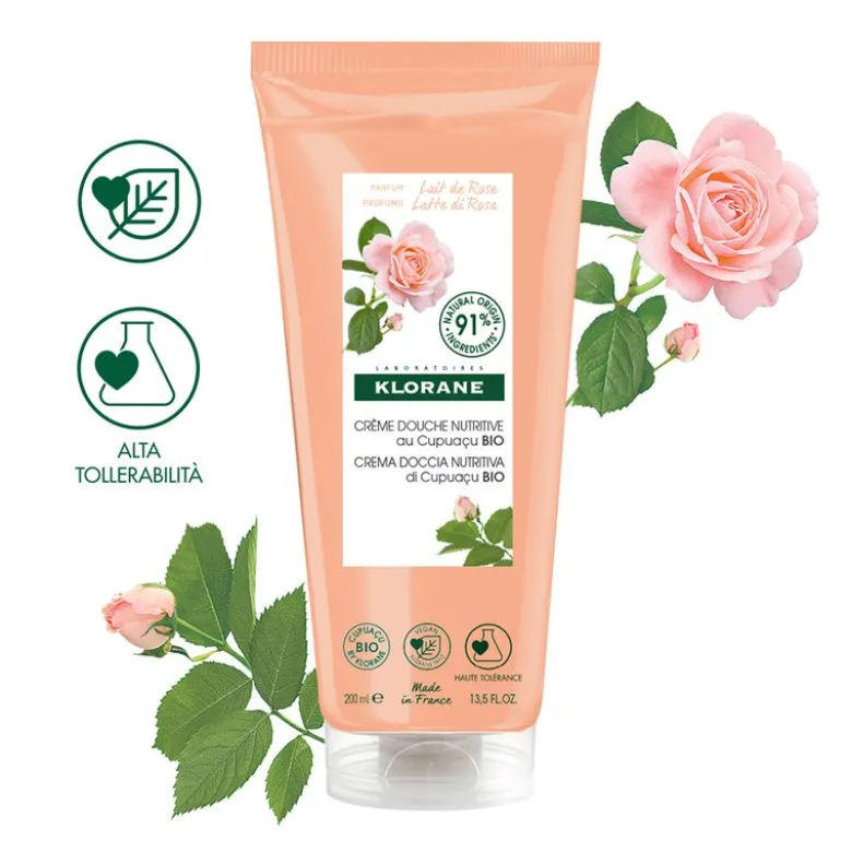 Klorane Crema doccia nutritiva al burro di Cupuacu BIO Profumazione LATTE DI ROSA 200ml