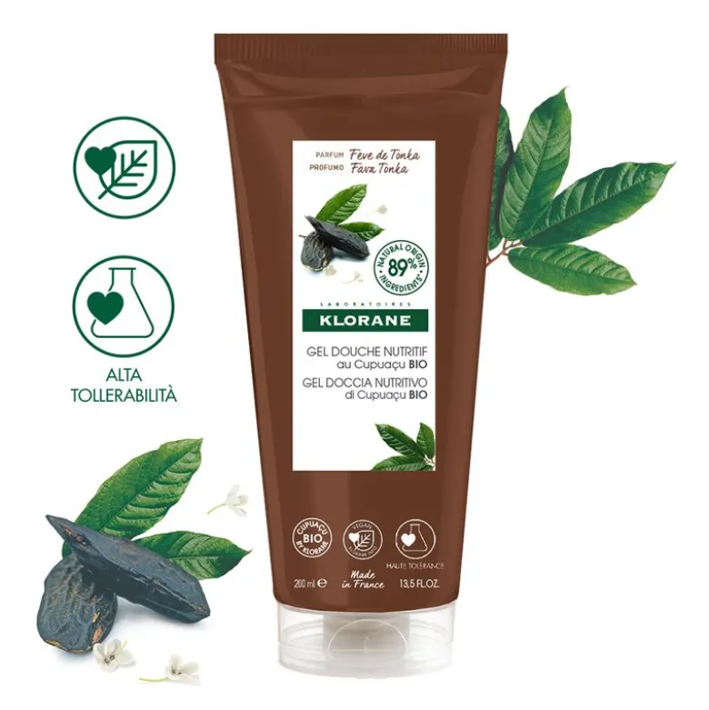 Klorane Gel doccia nutritivo al burro di Cupuacu BIO Profumazione FAVA TONKA 200ml