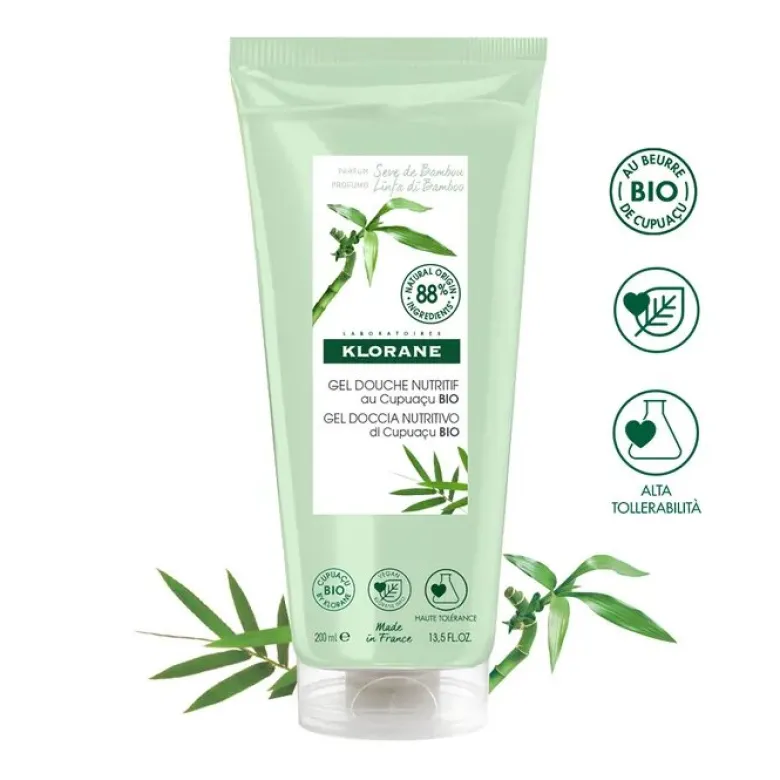 Klorane Gel doccia nutritivo al burro di Cupuacu BIO Profumazione LINFA DI BAMBOO 200ml