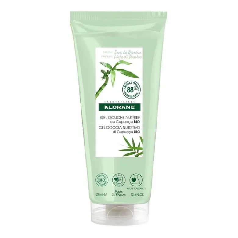 Klorane Gel doccia nutritivo al burro di Cupuacu BIO Profumazione LINFA DI BAMBOO 200ml