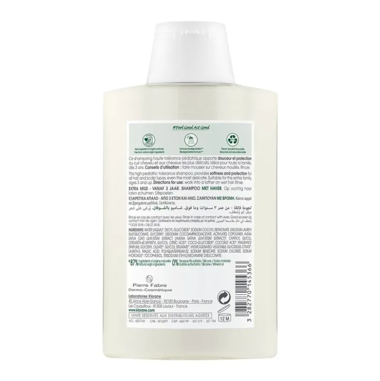 Klorane Shampoo al latte di Avena BIO Extra delicato tutti i tipi di capelli 200ml