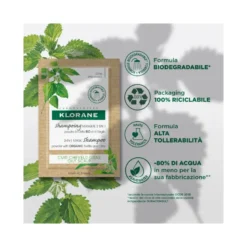 Klorane Shampoo maschera 2 in 1 Polvere all'Ortica BIO e all'Argilla cuoio capelluto grasso 24g