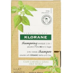 Klorane Shampoo maschera 2 in 1 Polvere all'Ortica BIO e all'Argilla cuoio capelluto grasso 24g