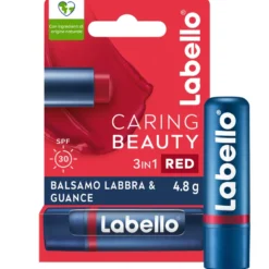 Labello Caring Beauty Lip & Cheek Red Spf30 Burrocacao Labbra E Guance Colorato Rosso 4,8g
