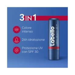 Labello Caring Beauty Lip & Cheek Red Spf30 Burrocacao Labbra E Guance Colorato Rosso 4,8g