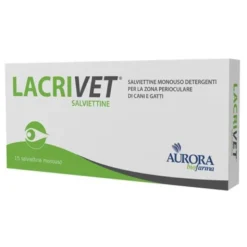 Lacrivet Salviettine monouso per la detersione della zona perioculare per cani e gatti 15 salviette