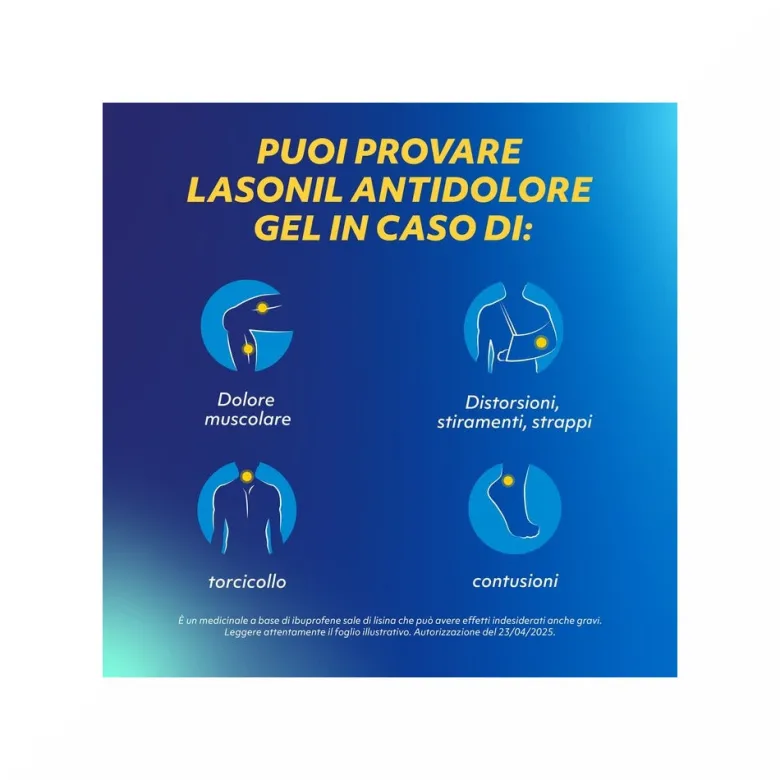 Lasonil Antidolore Gel Antidolorifico e Antinfiammatorio per Dolori Muscolari e Articolari Tubo 50g