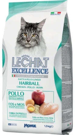 Lechat Excellence Hairball Cibo Secco Pollo Per Gatti Adulti 1,5kg