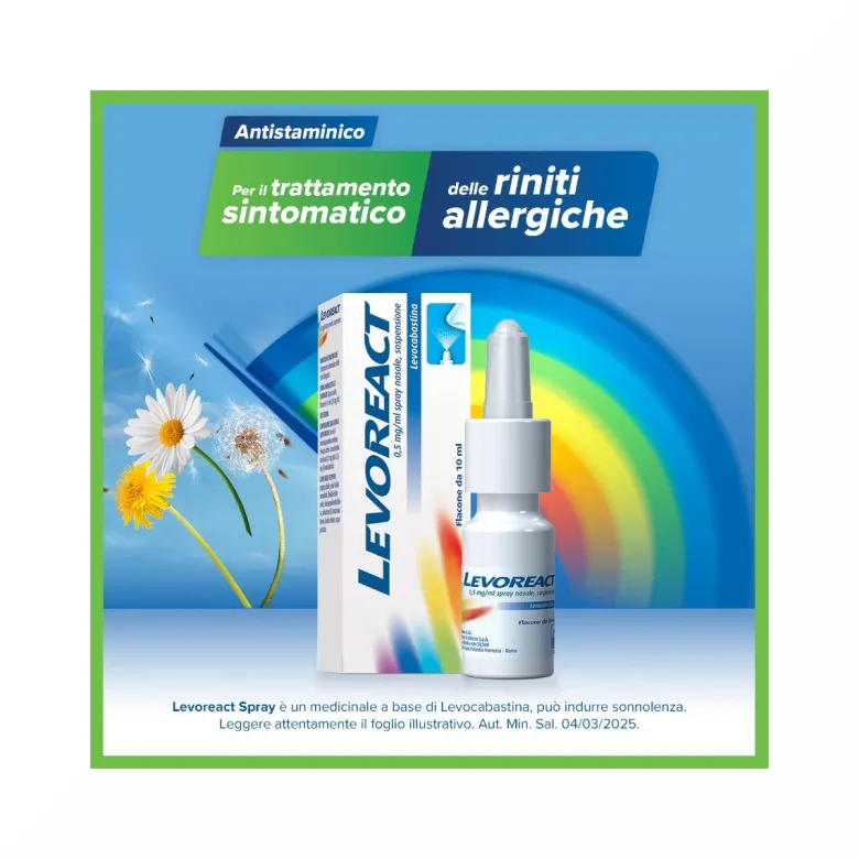 Levoreact Spray Nasale Antistaminico per Allergia Riniti Allergiche e Naso che Cola