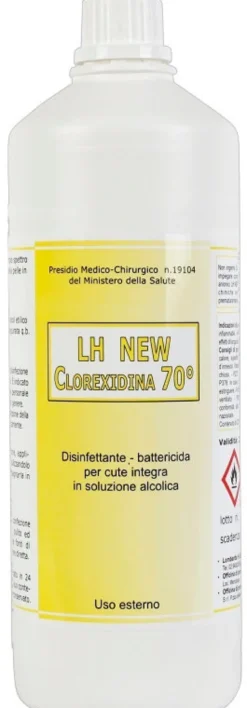 Lh New Clorexidina 70 Gradi Disinfettante Battericida per Cute Integra in Soluzione Alcoolica 1 Litro