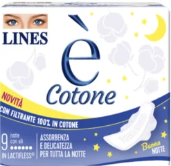 Lines è Cotone 9 Assorbenti Notte con Ali