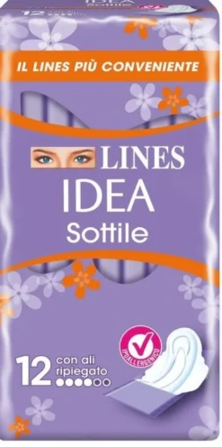 Lines idea Sottile Anatomico Ripiegato con Ali 12 Assorbenti