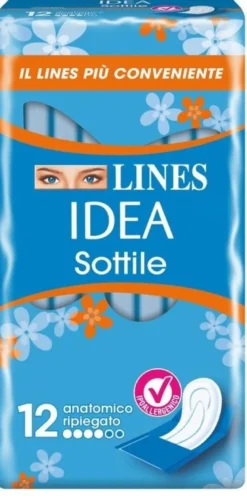 Lines idea Sottile Anatomico Ripiegato 12 Assorbenti