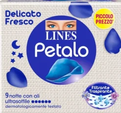 Lines Petalo Delicato e Fresco 9 Assorbenti Notte Con Ali