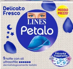 Lines Petalo Delicato e Fresco 9 Assorbenti Notte Con Ali