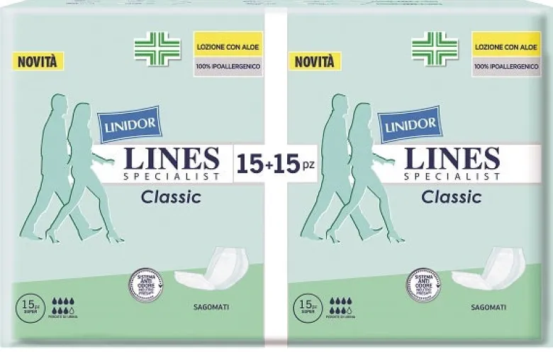 Lines Specialist Classic Pannolone Sagomato Unisex Super 30 Pezzi