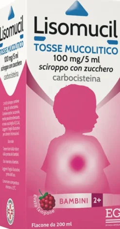 Lisomucil Bambini Sciroppo con zucchero 100 mg/5 ml gusto lampone 200ml