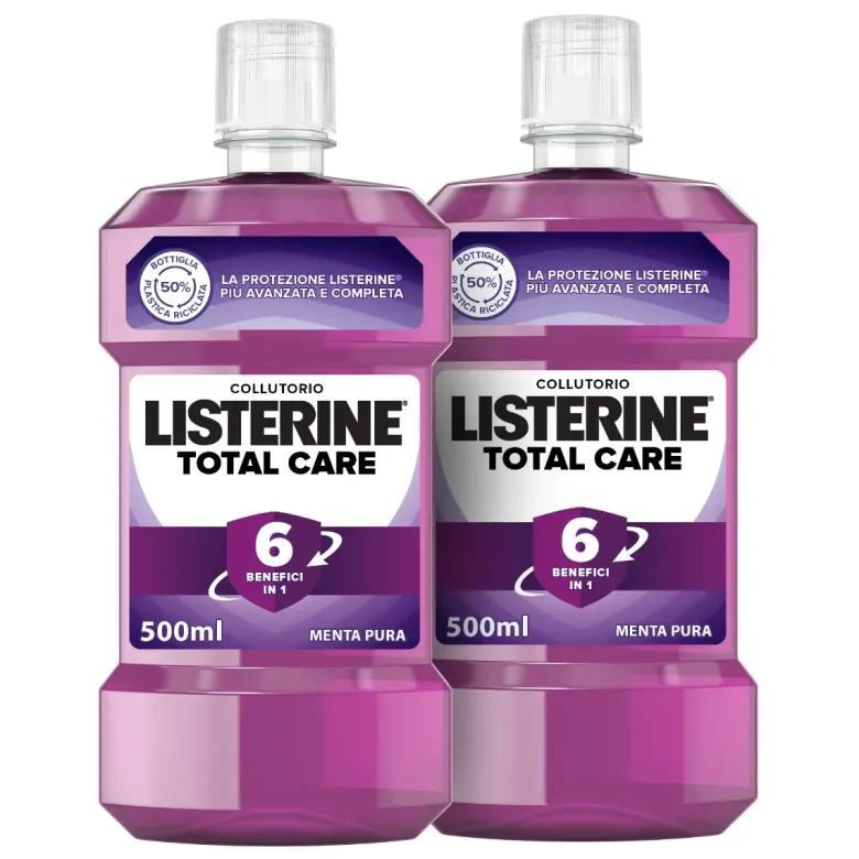 Listerine Total Care collutorio gusto menta pura 2x500ml